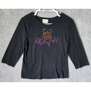 Toffee Apple 3/4 Sleeve T Shirt‎ Top "Boo Yall" Rhinestones Halloween Pumpkin M
